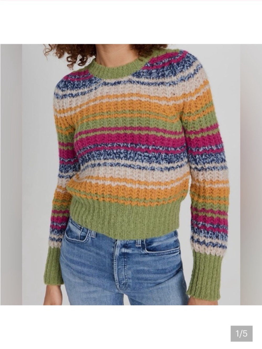 MOTHER The Inset Puff Sleeve Jumper Sweater Size: Medium